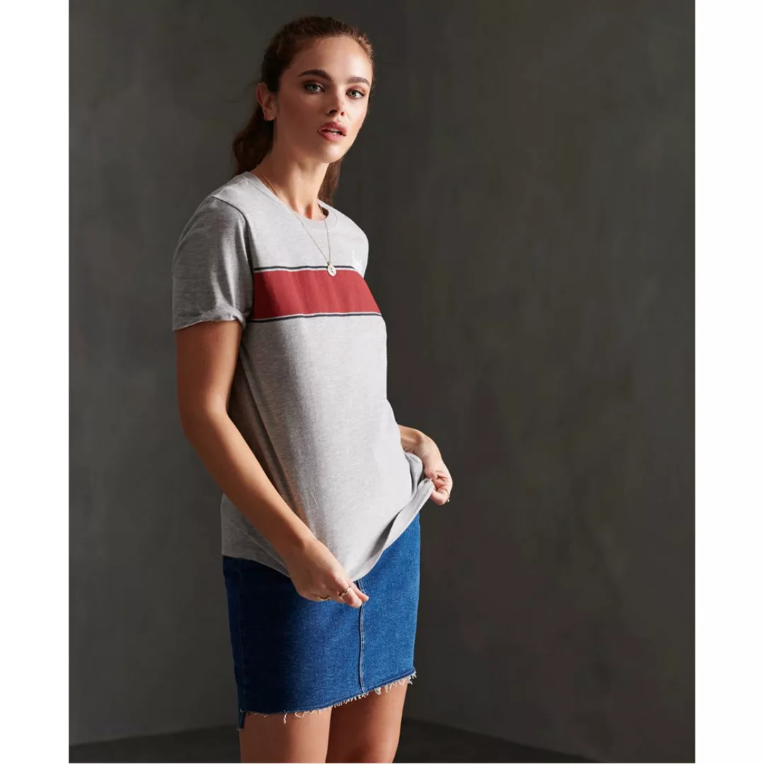 Superdry Retro Stripe Kurzarm T-shirt L Grey Marl günstig online kaufen