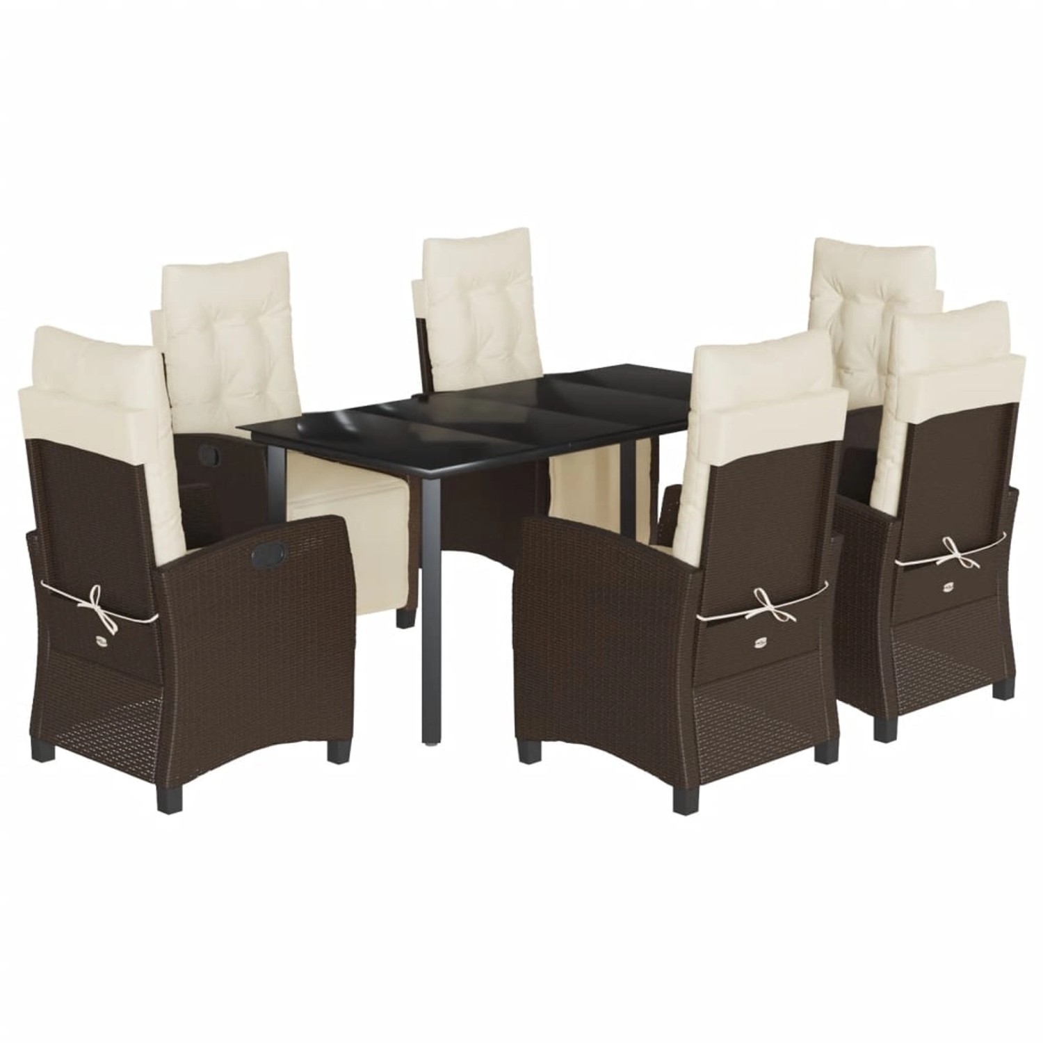 vidaXL 7-Tlg Garten-Essgruppe mit Kissen Braun Poly Rattan 3212985 günstig online kaufen