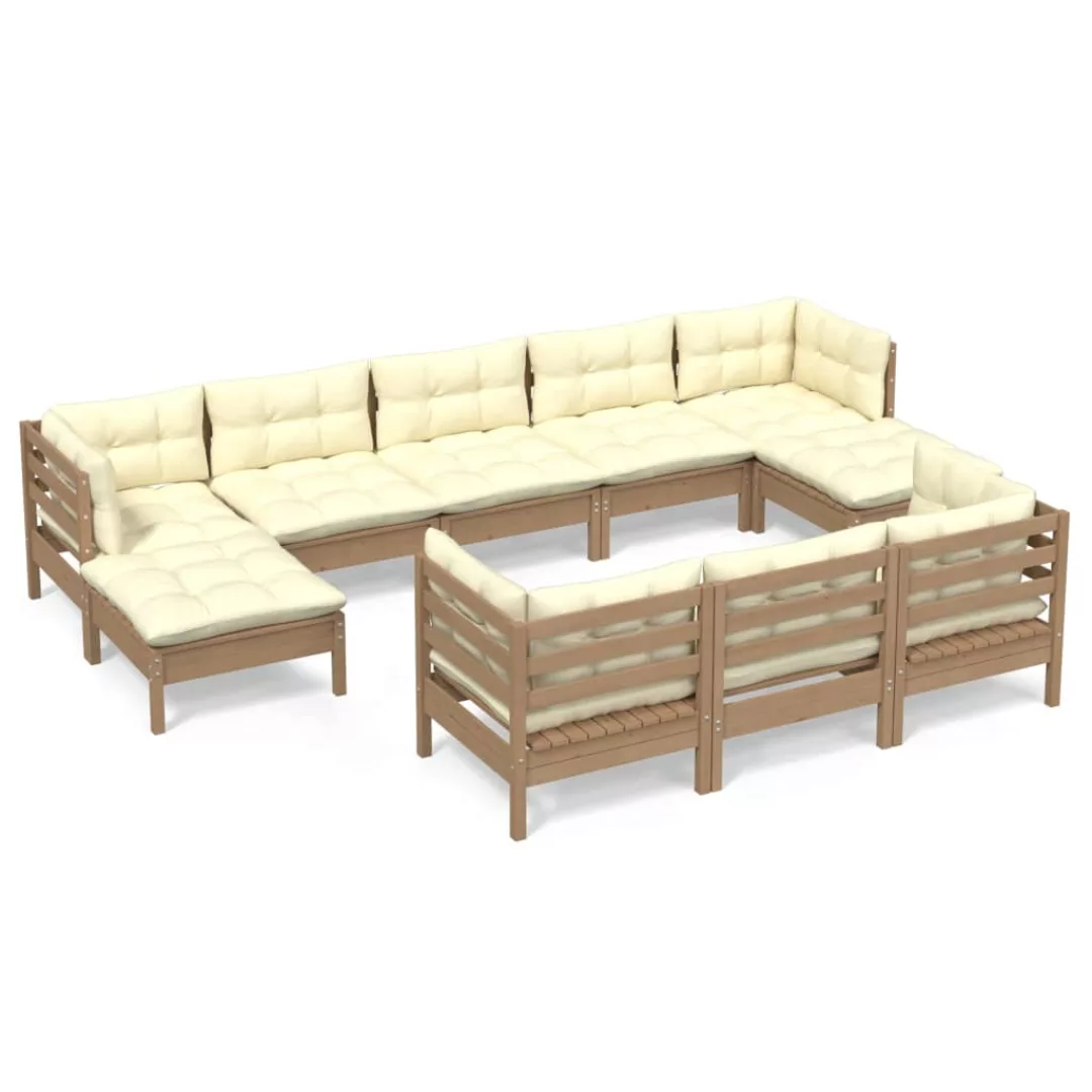 10-tlg. Garten-lounge-set Mit Kissen Honigbraun Kiefernholz günstig online kaufen