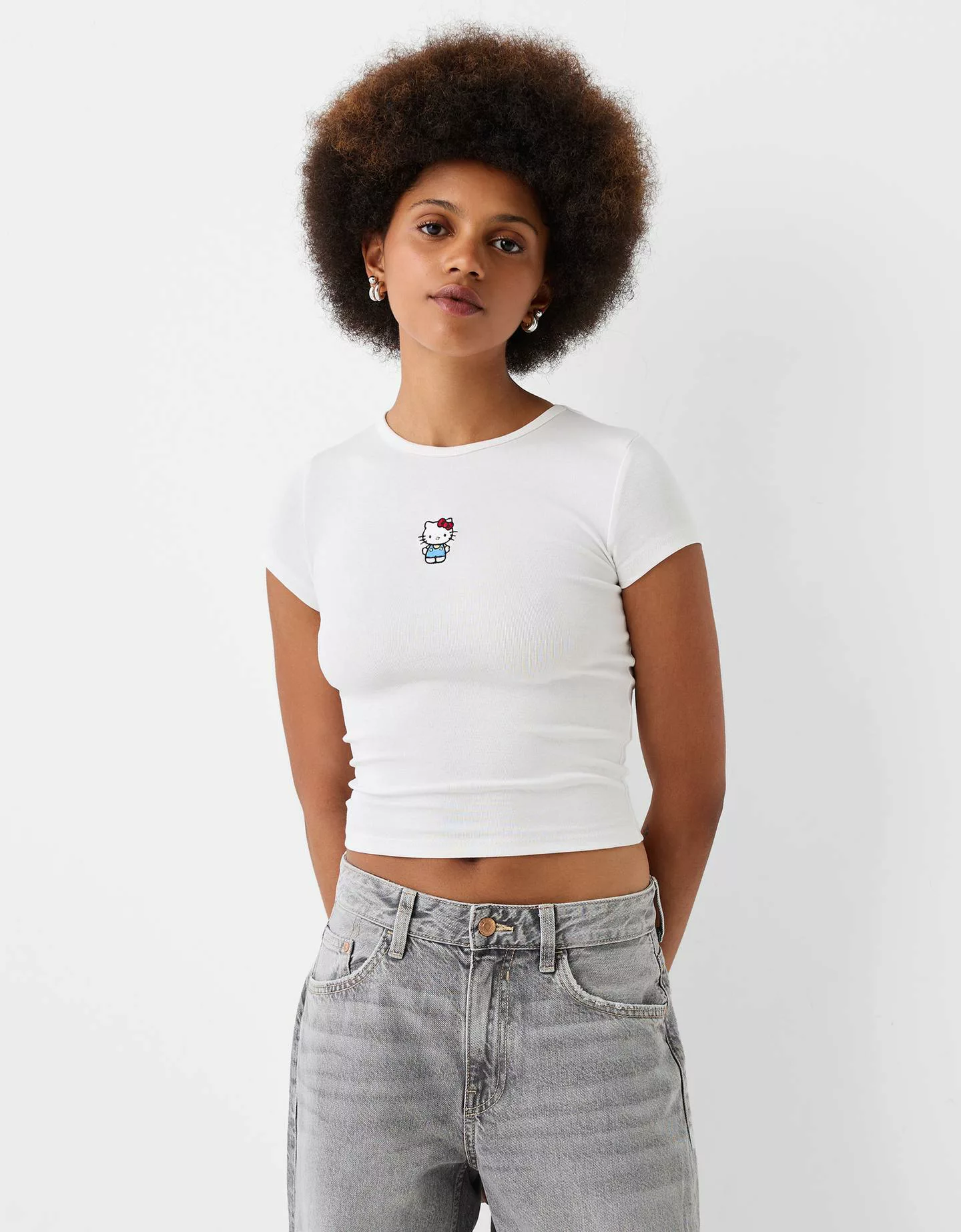 Bershka T-Shirt Hello Kitty Mit Kurzen Ärmeln Damen Xs Grbrochenes Weiss günstig online kaufen