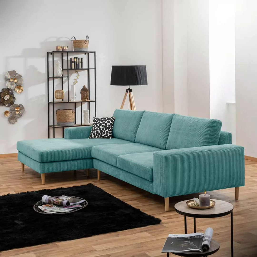 Ecksofa in Hellblau Skandi Design günstig online kaufen