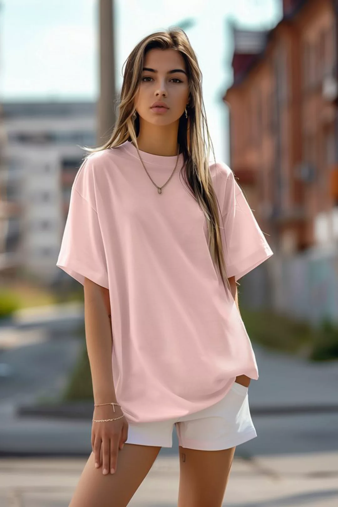 Reichstadt Oversize-Shirt Casual T-Shirt 24RSW058 Pink M in kräftigen Farbe günstig online kaufen