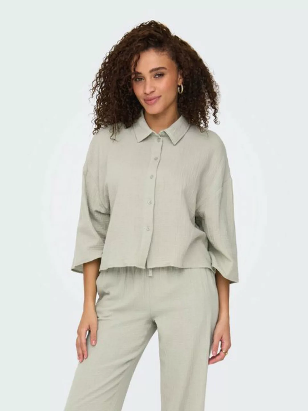 JACQUELINE de YONG Blusenshirt Legere Crepe Bluse Weite Ärmel 3/4 Hemdkrage günstig online kaufen