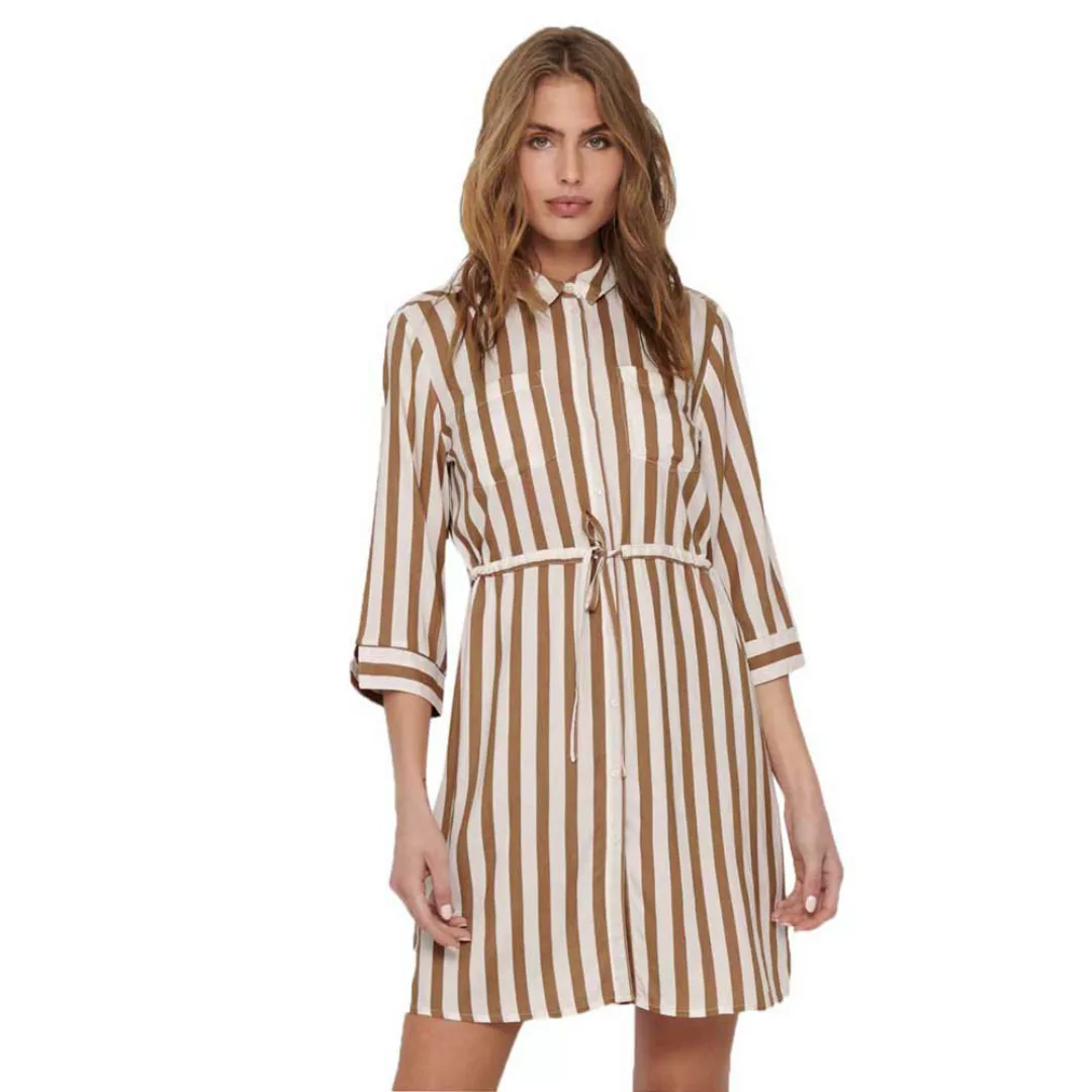 Only Tamari Kurzes Kleid 42 Cloud Dancer / Stripes Beige günstig online kaufen