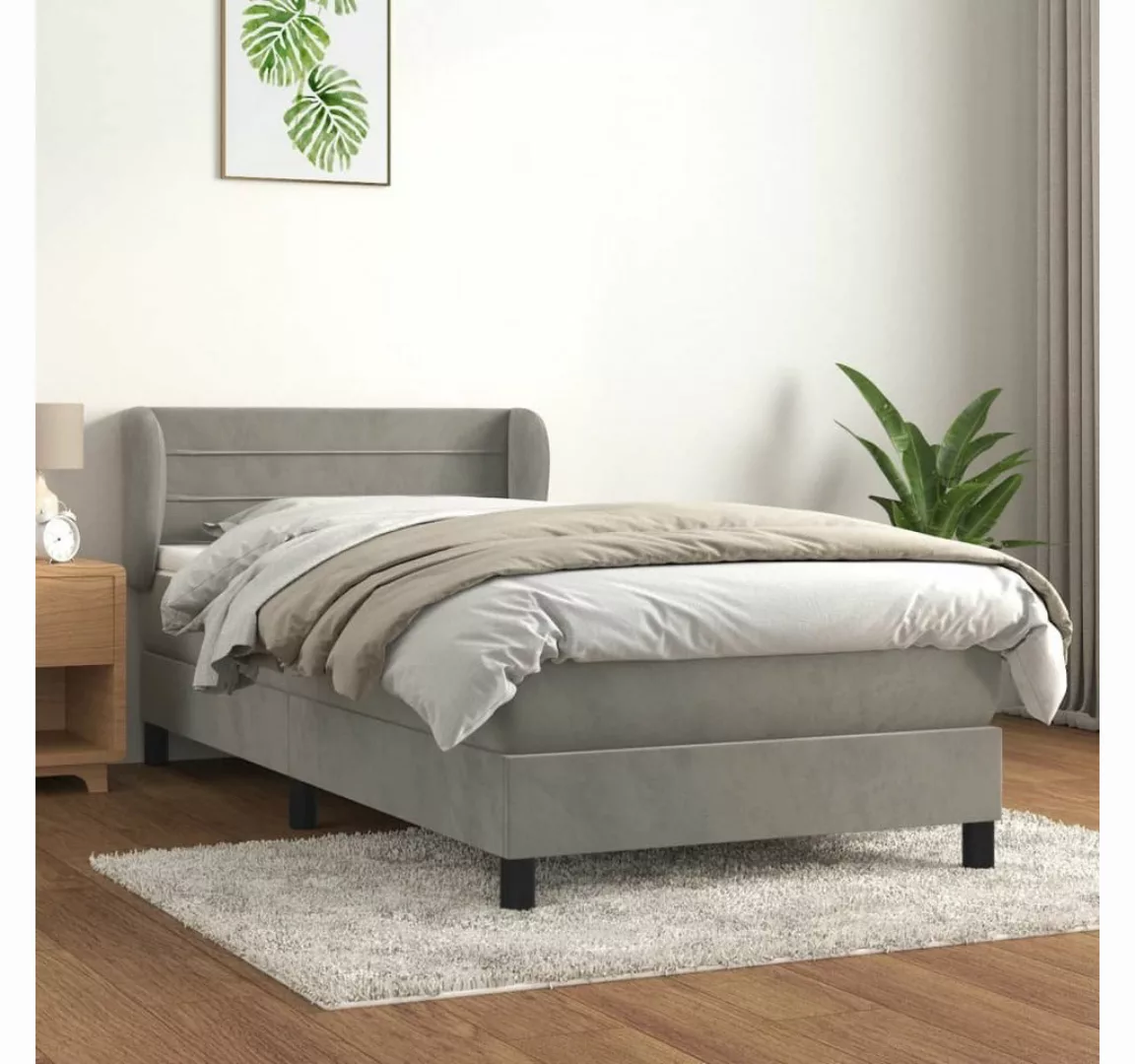 furnicato Bett Boxspringbett mit Matratze Hellgrau 90x190 cm Samt günstig online kaufen