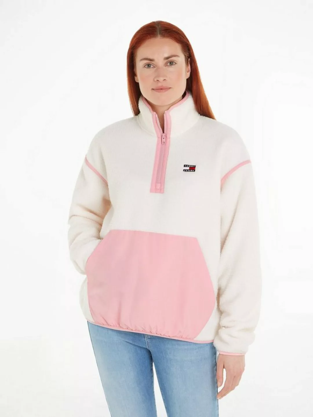 Tommy Jeans Sweatjacke TJW FLEECE COLOR MIX QTR ZIP mit Kängurutasche günstig online kaufen