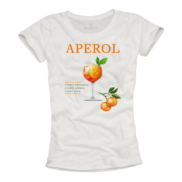 MAKAYA Print-Shirt Damen mit Aperol Spritz Gläser und Orangen Motiv Basic S günstig online kaufen