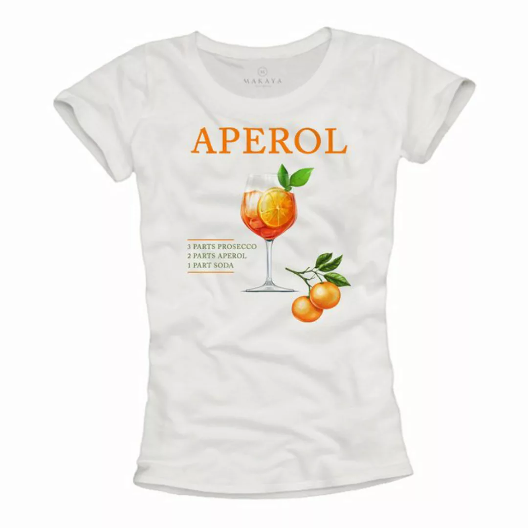 MAKAYA Print-Shirt Damen mit Aperol Spritz Gläser und Orangen Motiv Basic S günstig online kaufen