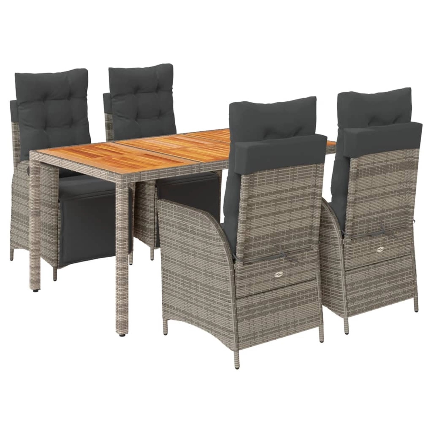 vidaXL 5-Tlg Garten-Essgruppe mit Kissen Grau Poly Rattan 3213346 günstig online kaufen