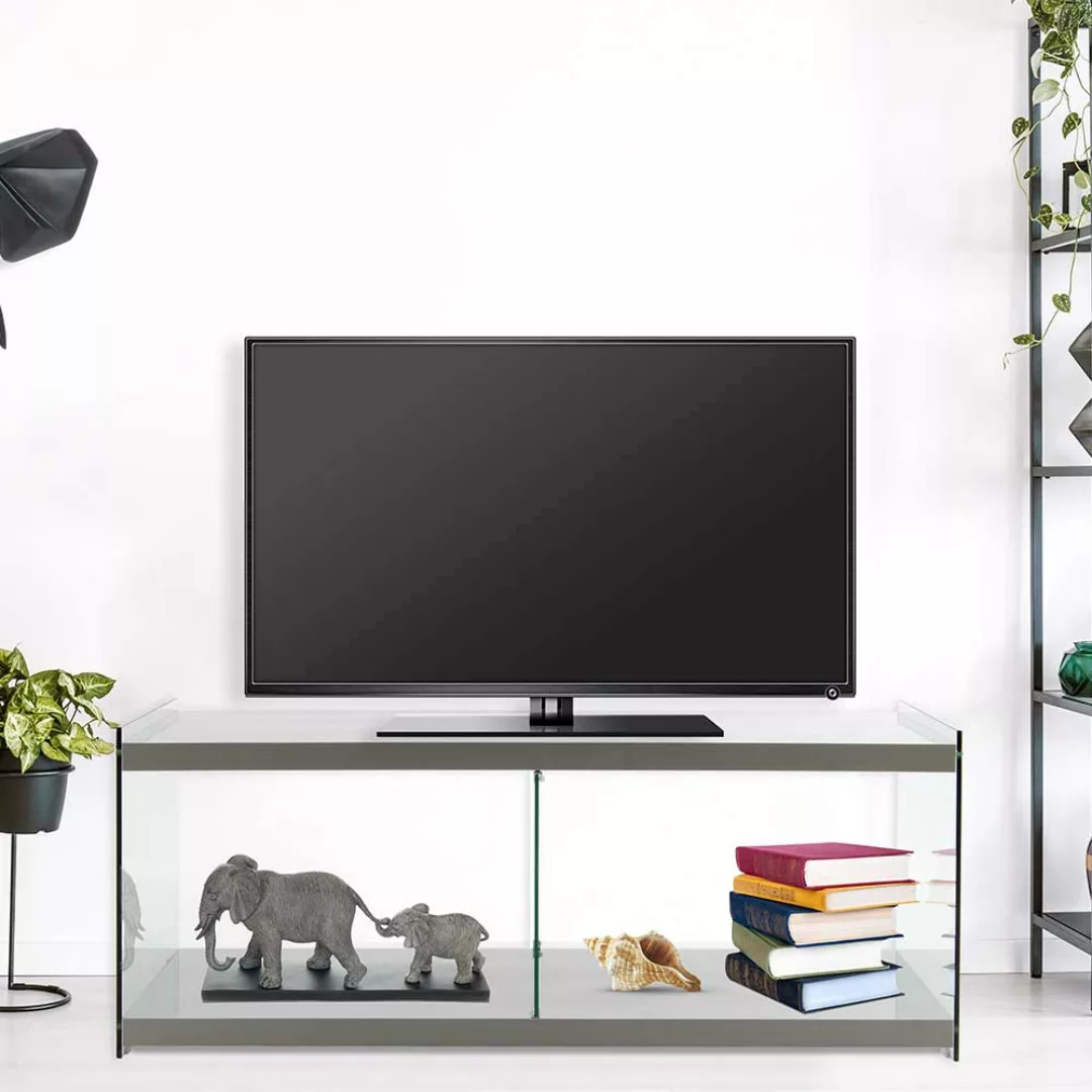 Fernsehboard aus MDF in Grau Glas günstig online kaufen