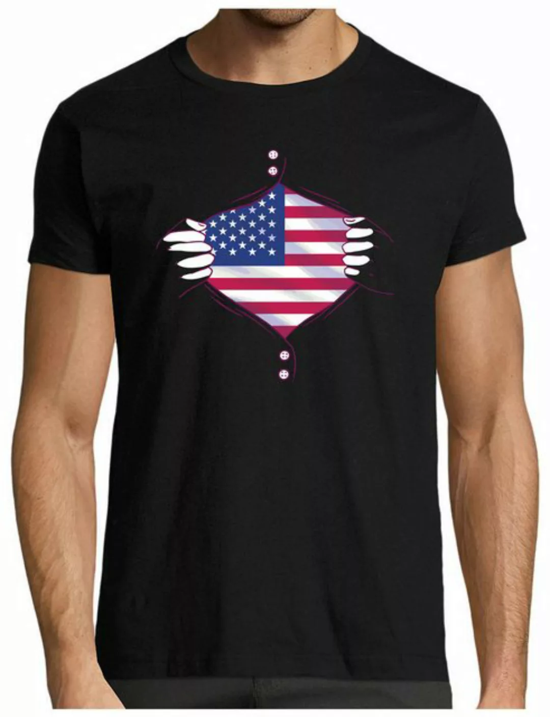 MyDesign24 T-Shirt Herren Print Shirt - Patriotisches USA Brustprint Baumwo günstig online kaufen