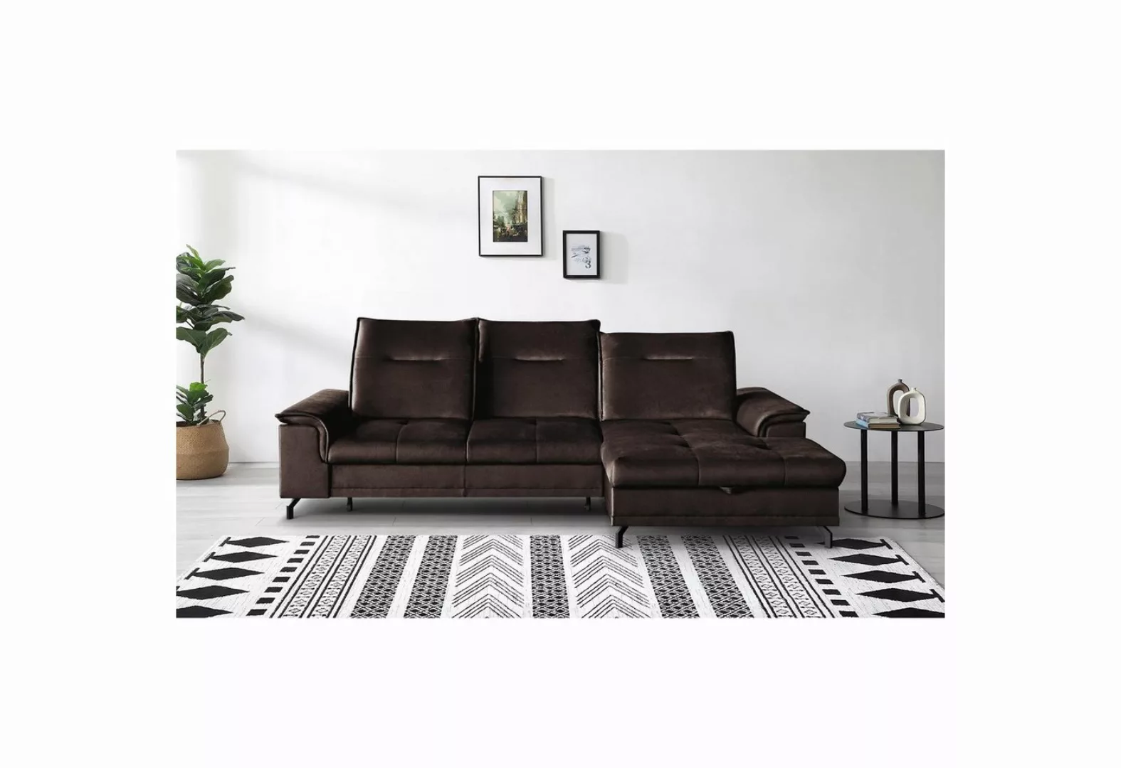 Beautysofa Ecksofa Bruno mini, moderne Ecke mit verstellbaren Kopfstützen, günstig online kaufen