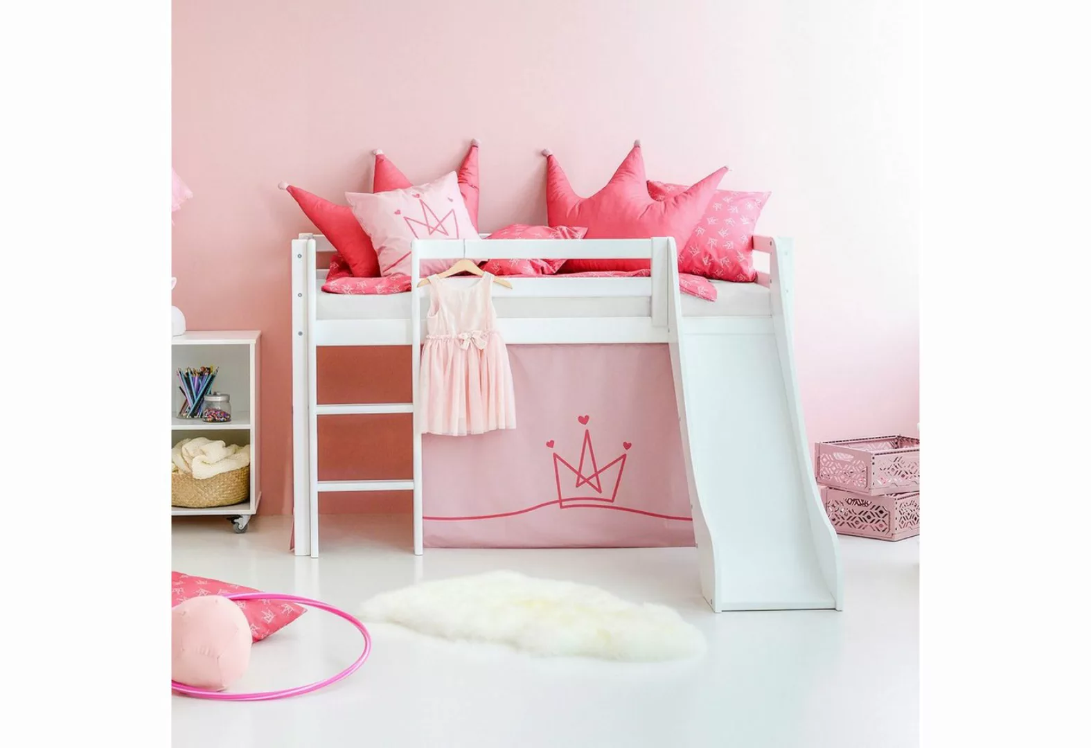 Hoppekids Hochbett ""Princess"", Rutsche & Vorhang Rosa und viel Auswahl günstig online kaufen