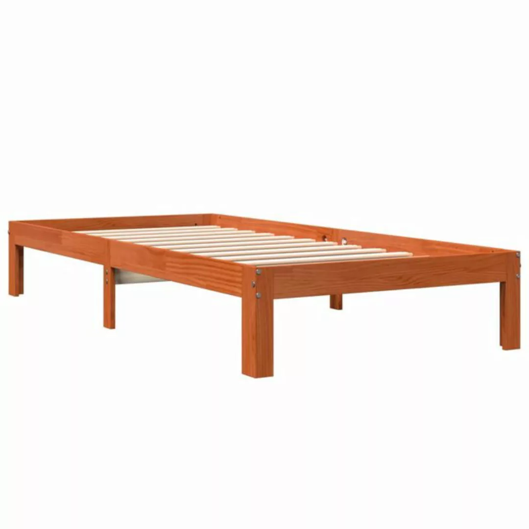 vidaXL Bett Massivholzbett ohne Matratze Wachsbraun 75x190 cm Kiefernholz günstig online kaufen