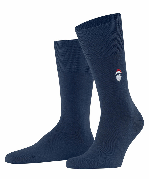 FALKE Airport Santa Claus Socken, Herren, 43-44, Blau, Uni,Stickmotiv, Schu günstig online kaufen