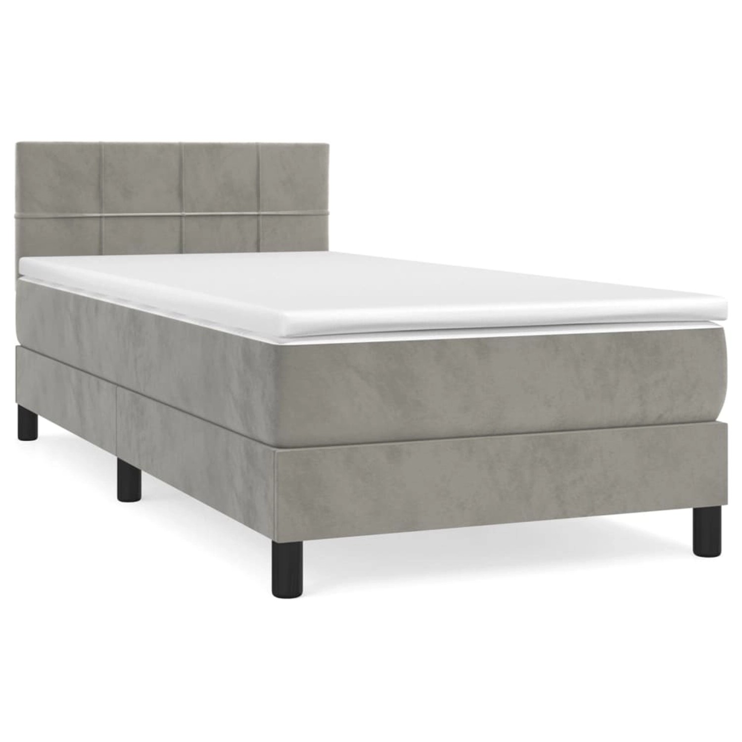 vidaXL Boxspringbett Boxspringbett mit Matratze Hellgrau 100x200 cm Samt Be günstig online kaufen