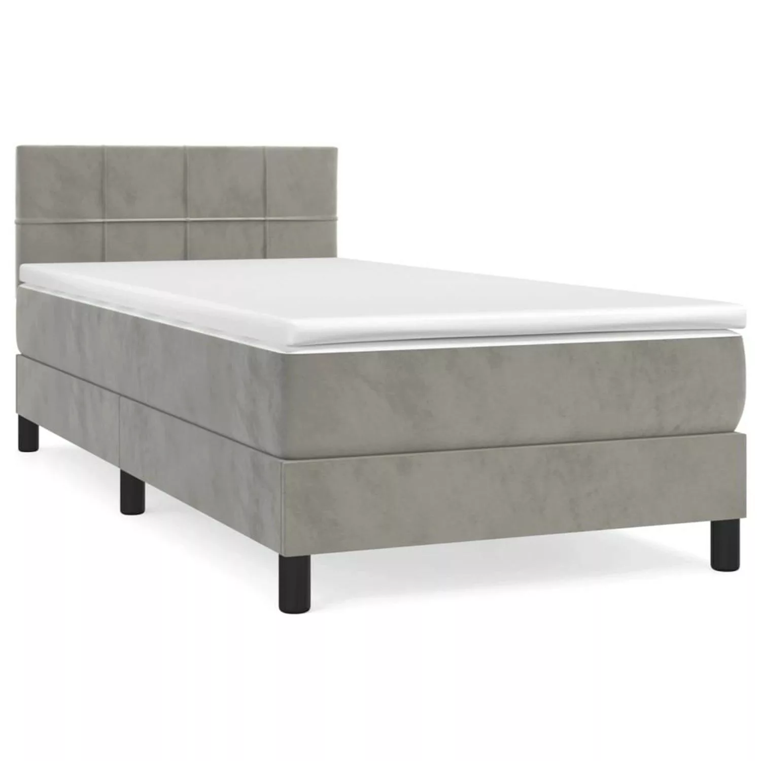 vidaXL Boxspringbett Boxspringbett mit Matratze Hellgrau 90x200 cm Samt Bet günstig online kaufen