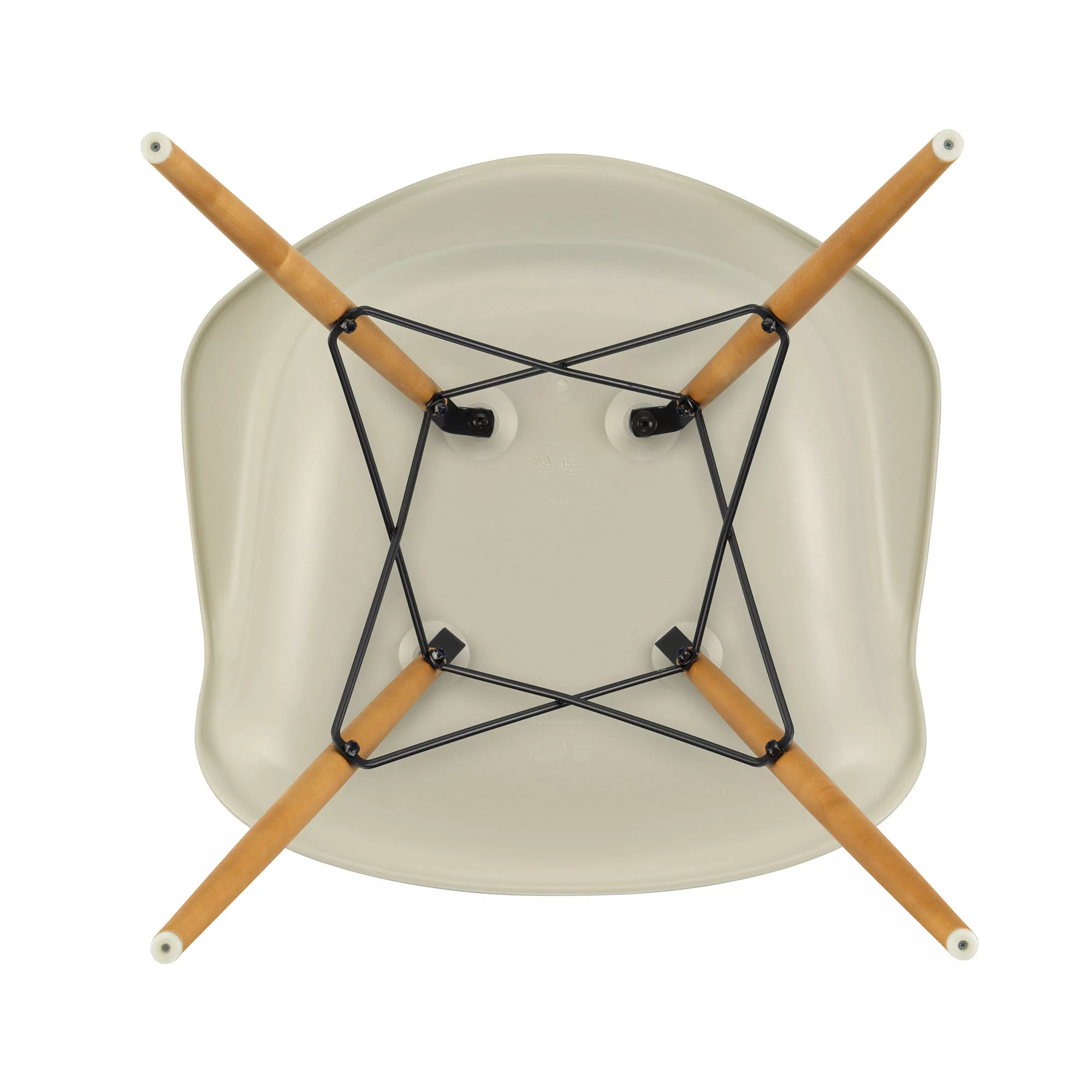 Vitra - Eames Plastic Armchair DAW Gestell Ahorn gelblich - kieselstein/Sit günstig online kaufen
