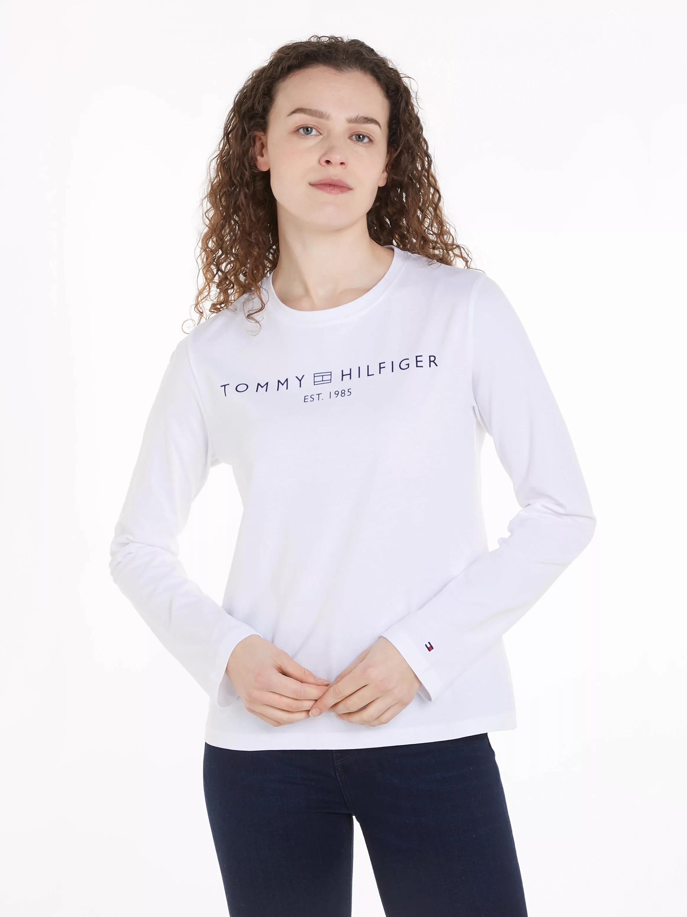 Tommy Hilfiger Langarmshirt "REG CORP LOGO C-NK LS", mit Logoschriftzug, Ru günstig online kaufen