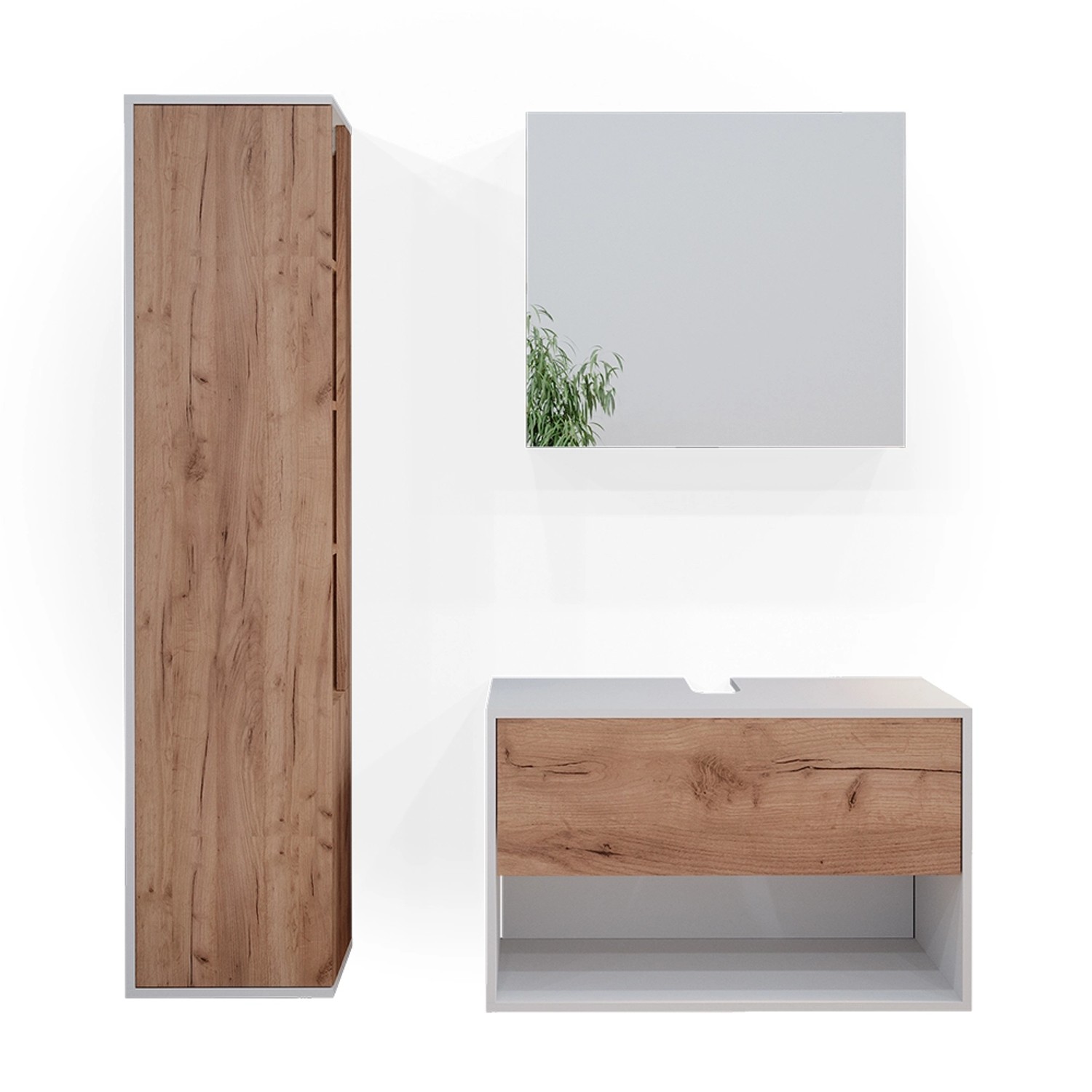 Vicco Badmöbel-Set Kate Goldkraft Eiche/Weiß 3 Teile günstig online kaufen