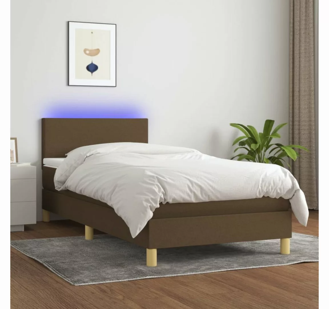 vidaXL Boxspringbett Boxspringbett mit Matratze LED Dunkelbraun 100x200 cm günstig online kaufen