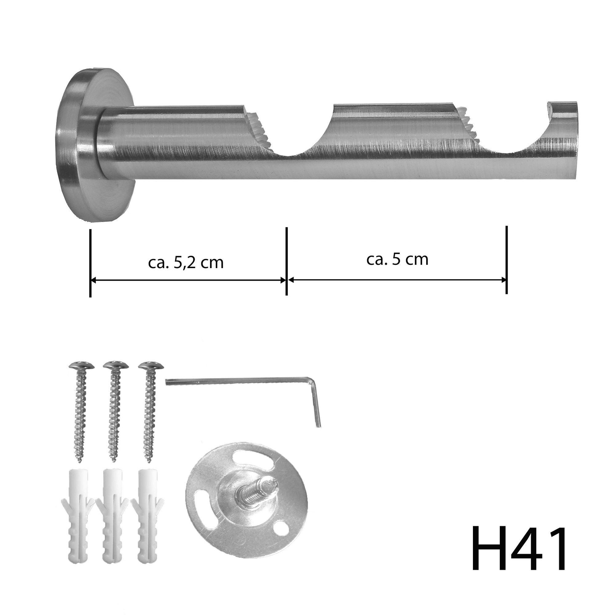 BASIT Gardinenstange Edelstahloptik 20mm mit Wandträgern günstig online kaufen