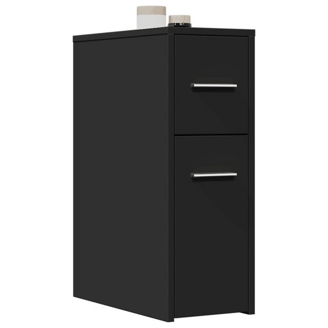 vidaXL Aktenschrank Badschrank Schmal mit Rollen Schwarz Spanplatte günstig online kaufen