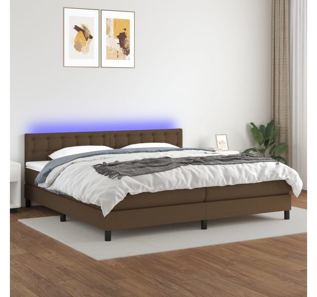 vidaXL Boxspringbett Boxspringbett mit Matratze LED Dunkelbraun 200x200 cm günstig online kaufen