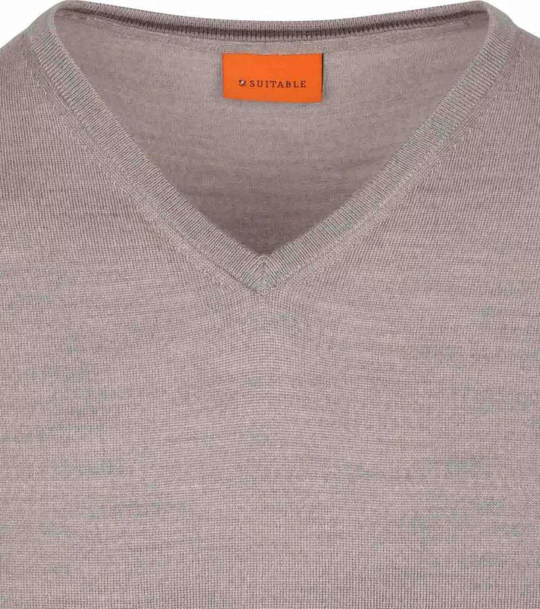 Suitable Merino Pullover V-Ausschnitt Greige - Größe L günstig online kaufen