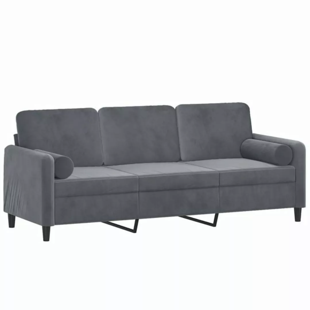 vidaXL Sofa 3-Sitzer-Sofa mit Zierkissen Dunkelgrau 180 cm Samt günstig online kaufen