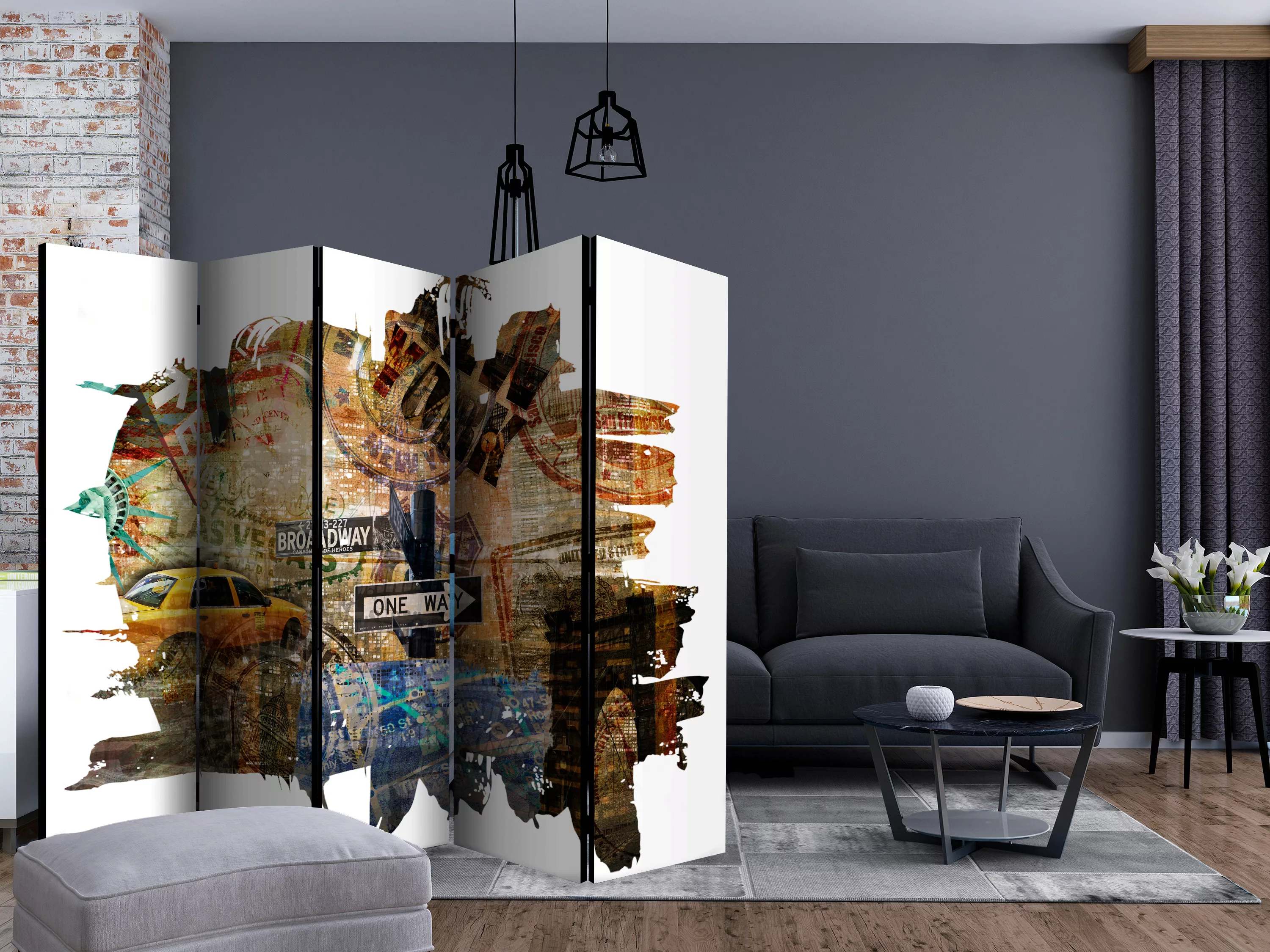 5-teiliges Paravent - New York Collage Ii [room Dividers] günstig online kaufen