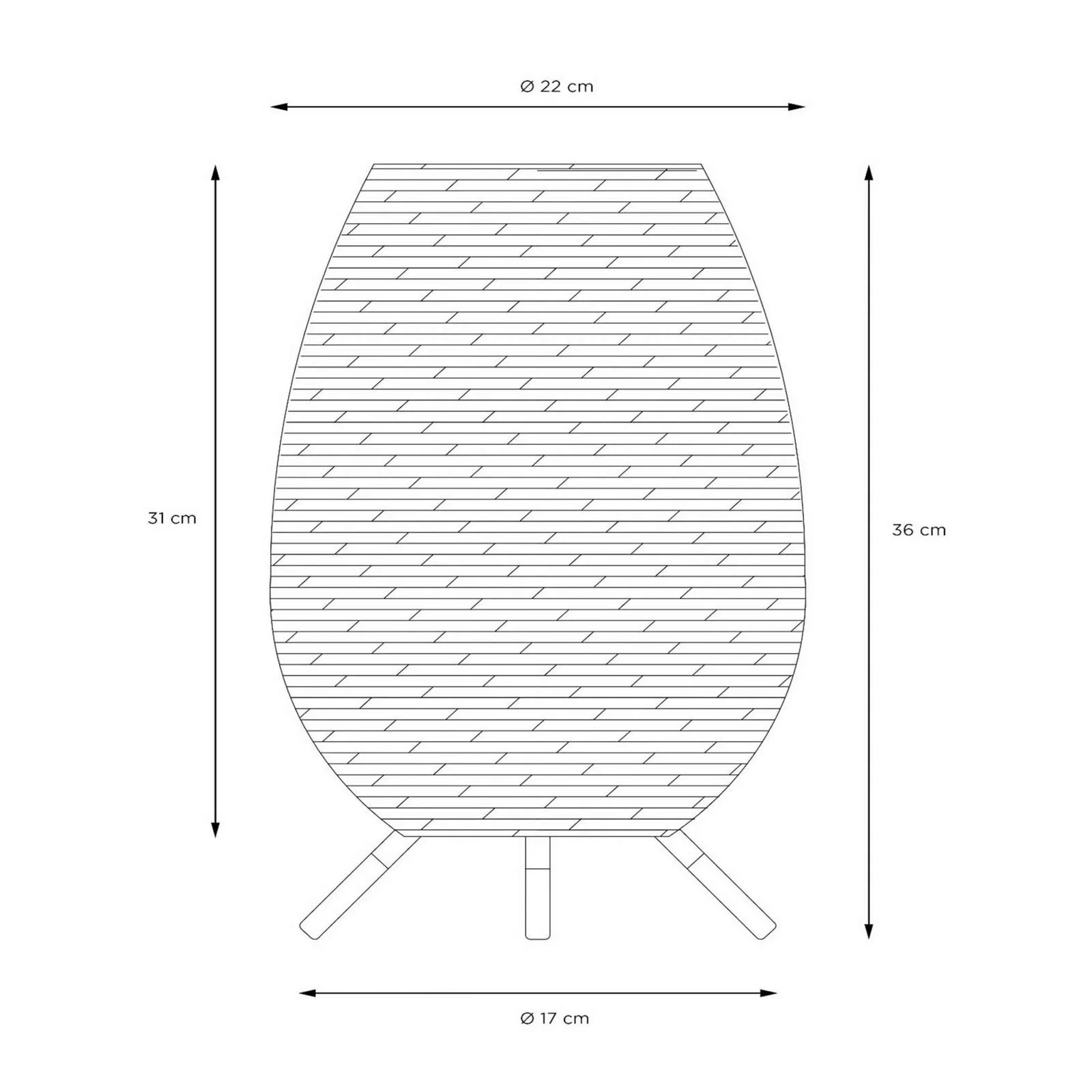 LED Akku Stehleuchte Colin Ip44 in Natur-hell und Schwarz 3W 180lm IP44 360 günstig online kaufen