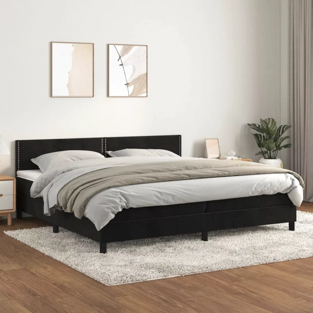 vidaXL Boxspringbett Boxspringbett mit Matratze Schwarz 200x200 cm Samt Bet günstig online kaufen