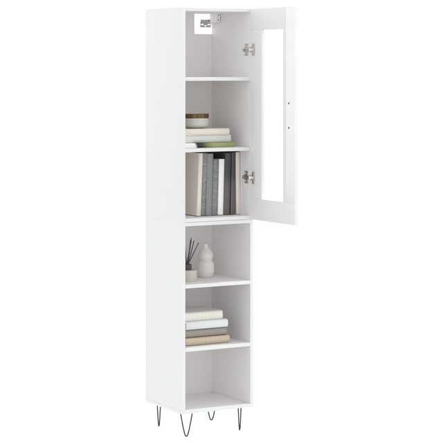 vidaXL Vitrine Highboard Hochglanz-Weiß 34,5x34x180 cm Spanplatte Glas Vitr günstig online kaufen