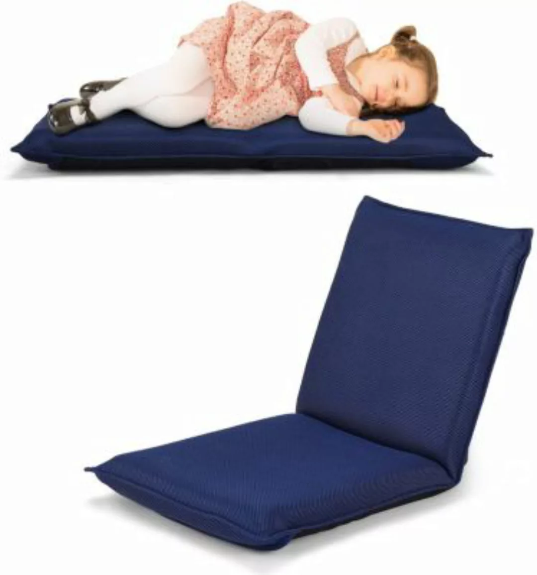 COSTWAY® Bodenstuhl mit Verstellbarer Rückenlehne blau günstig online kaufen