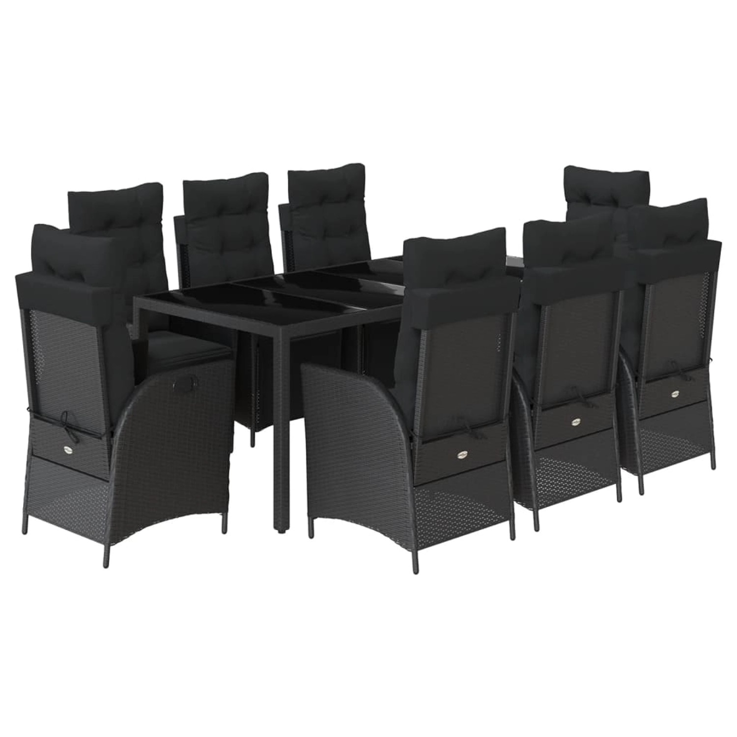 vidaXL 9-Tlg Garten-Essgruppe mit Kissen Schwarz Poly Rattan 3213325 günstig online kaufen