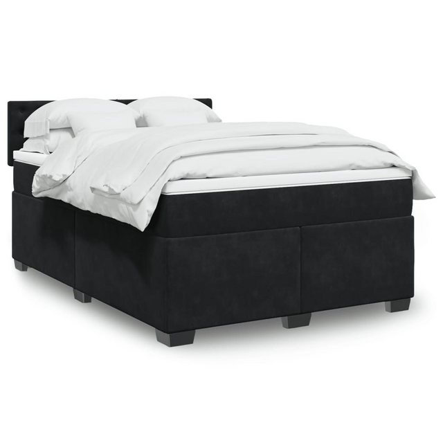 vidaXL Boxspringbett, Boxspringbett mit Matratze Schwarz 140x200 cm Samt günstig online kaufen