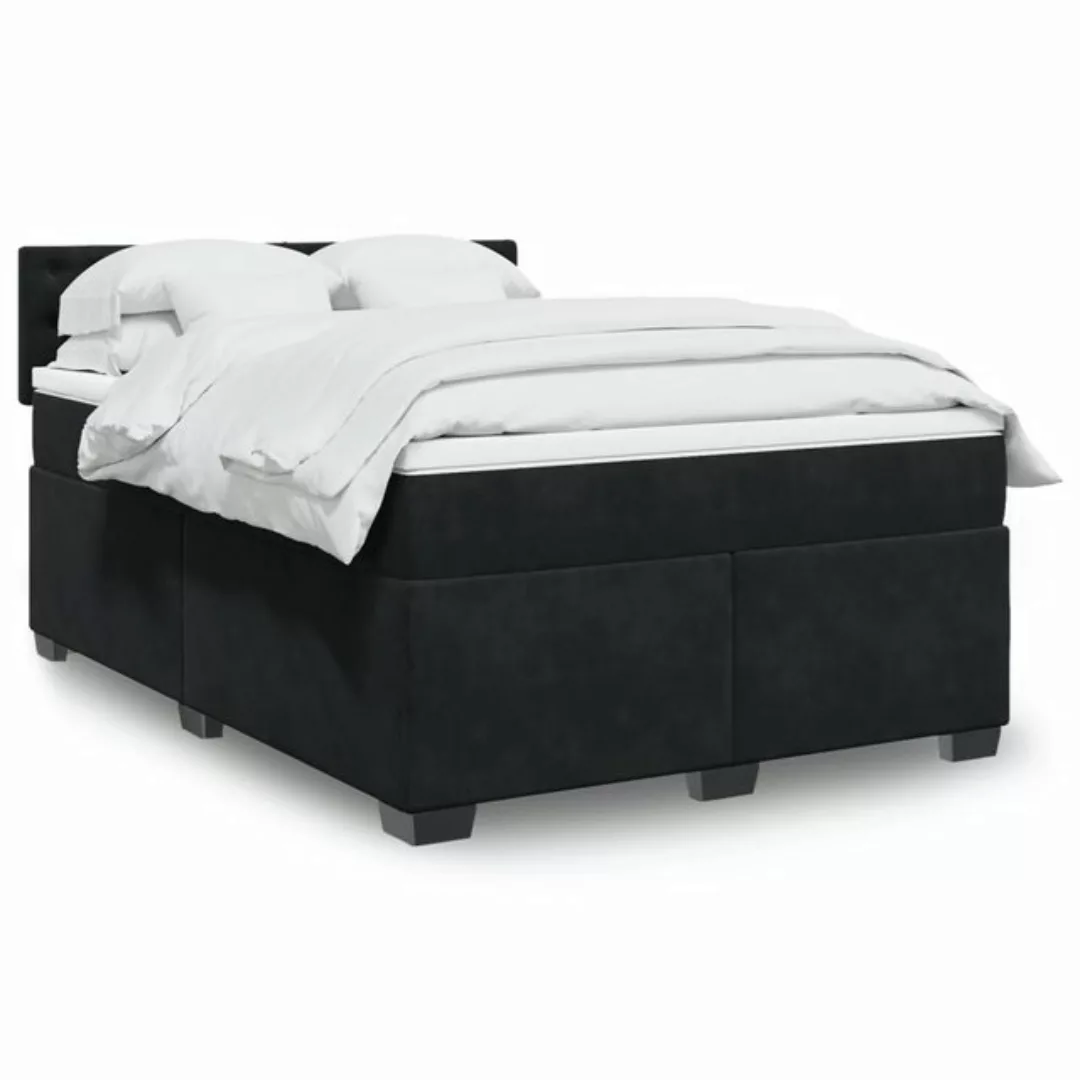 vidaXL Boxspringbett, Boxspringbett mit Matratze Schwarz 140x190 cm Samt günstig online kaufen