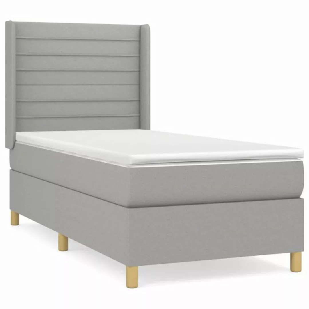 vidaXL Bettgestell Boxspringbett mit Matratze Hellgrau 90x200 cm Stoff Bett günstig online kaufen