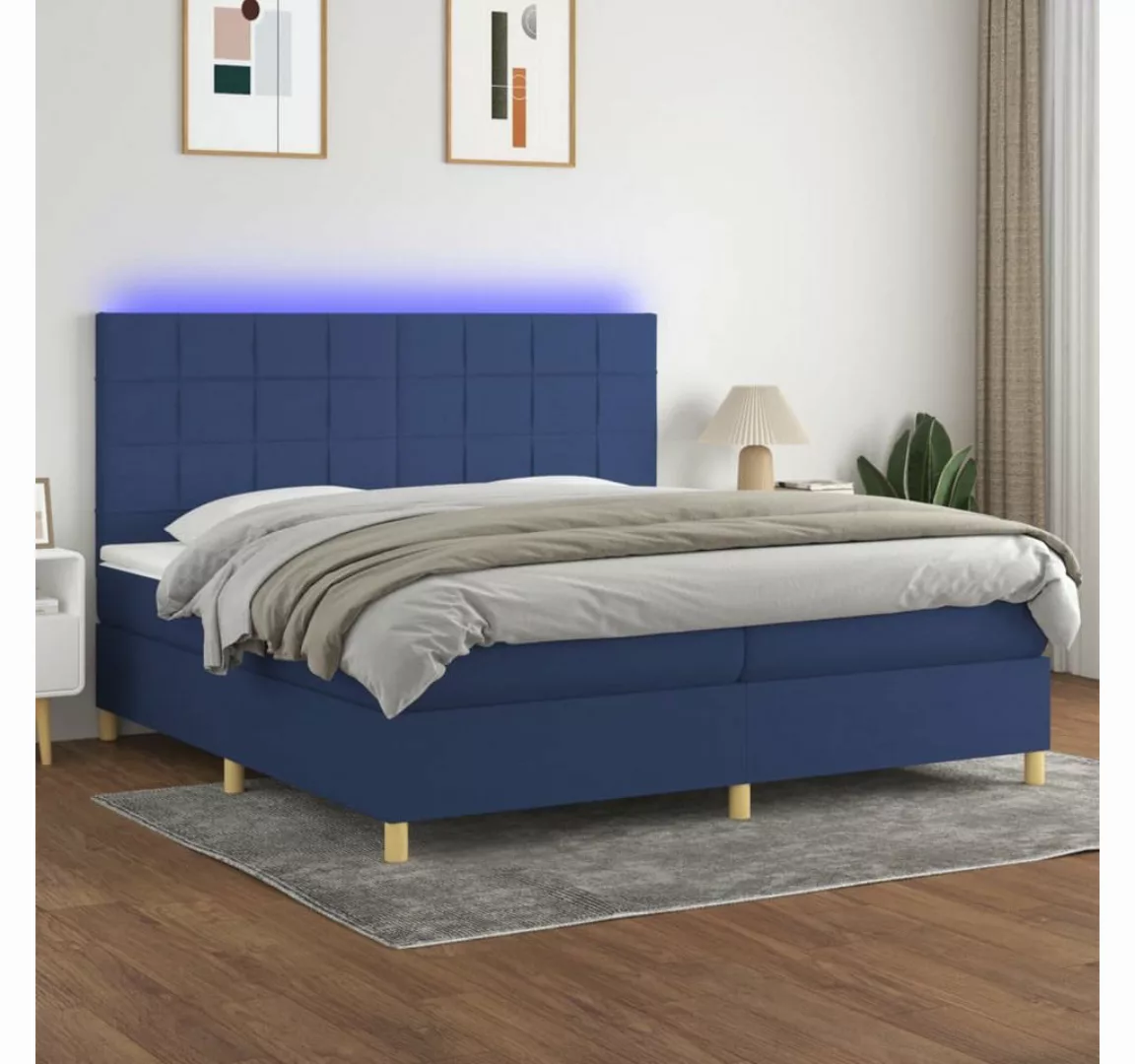 vidaXL Boxspringbett (200 x 200 cm, Schlichtes Design, Blau), mit LED günstig online kaufen