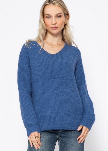 SASSYCLASSY Strickpullover Lässiger Pullover mit V-Ausschnitt Oversize Pull günstig online kaufen