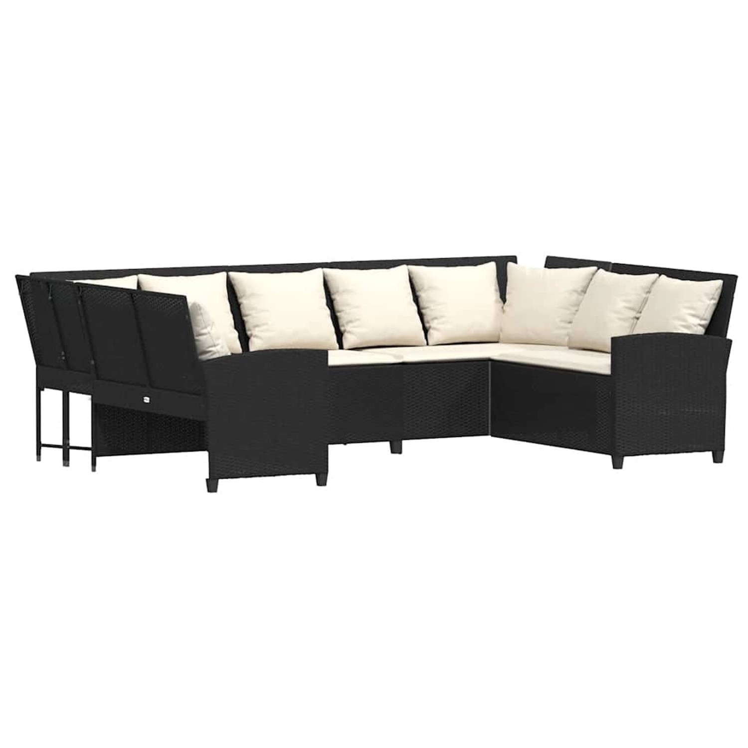 vidaXL Gartensofa mit Kissen Schwarz Poly Rattan 3365328 günstig online kaufen