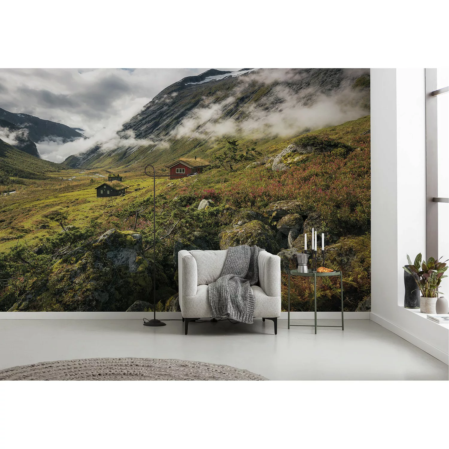 Sanders & Sanders Fototapete Landschaft Grün und Weiß 450 x 280 cm 612659 günstig online kaufen