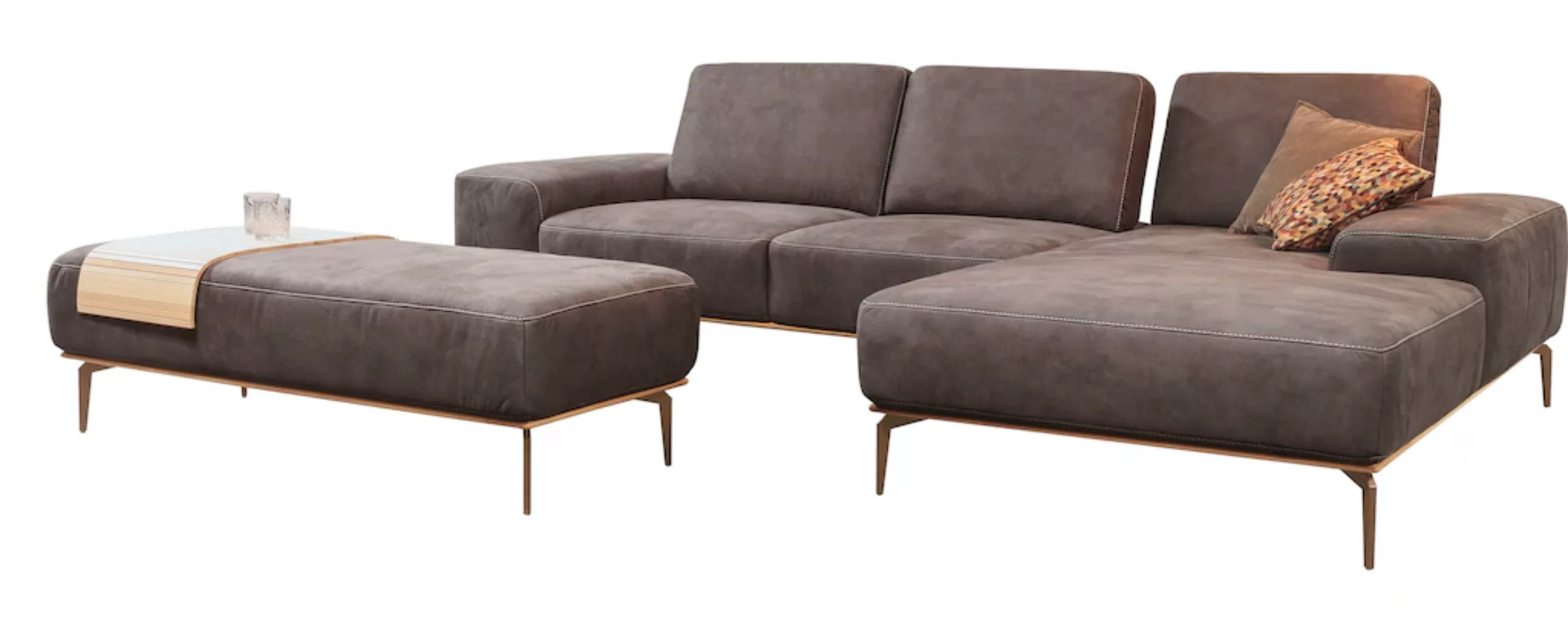 W.SCHILLIG Ecksofa run, mit Holzsockel, Füße in Bronze pulverbeschichtet, B günstig online kaufen