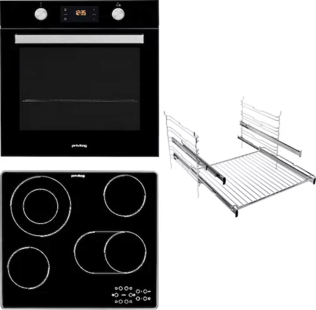 Privileg Backofen-Set »PBWR6 OP8V2 BLG«, mit 2-fach-Teleskopauszug, Pyrolys günstig online kaufen