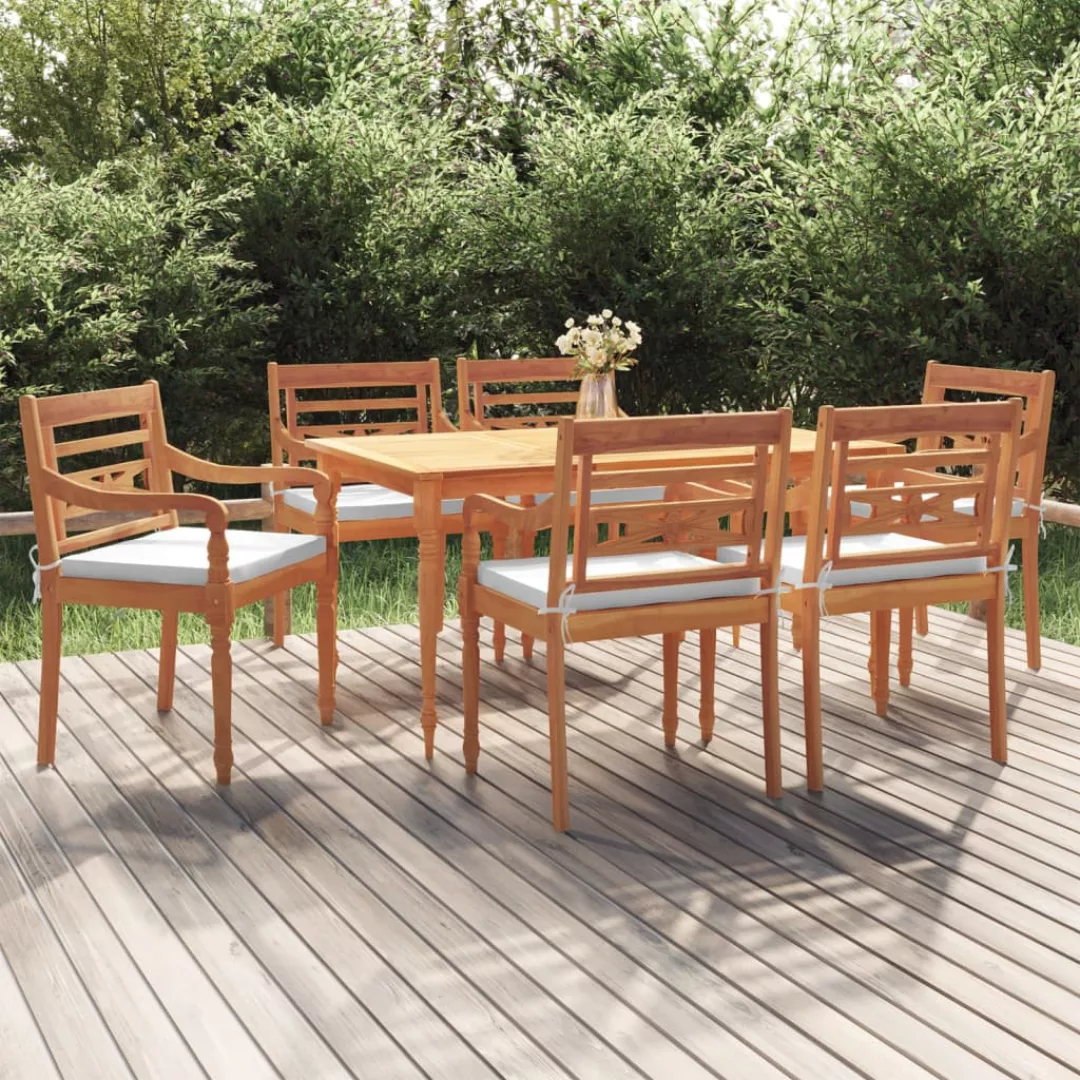 Vidaxl 7-tlg. Garten-essgruppe Mit Kissen Massivholz Teak günstig online kaufen