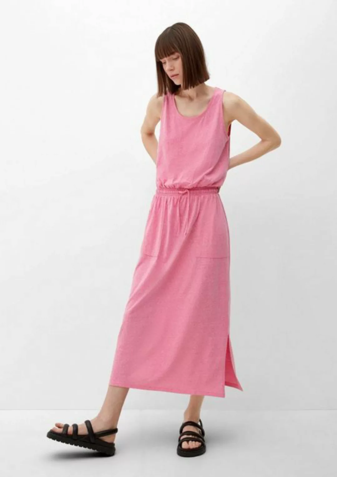 s.Oliver Maxikleid Kleid aus Baumwollmix Gummizug, Durchzugkordel, Raffung günstig online kaufen