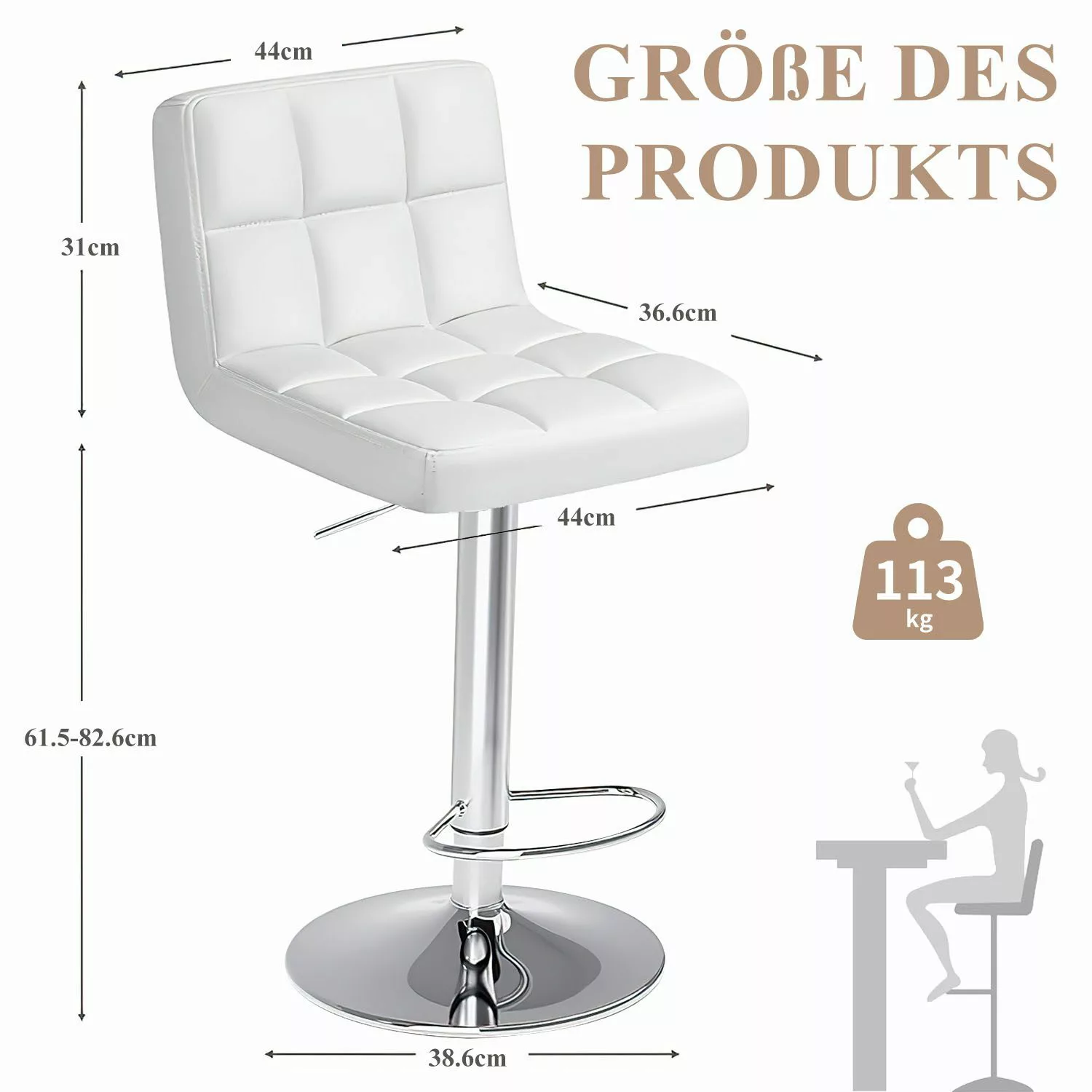 Refined Living Barhocker Höhenverstellbarer Barhocker 2er-Set günstig online kaufen