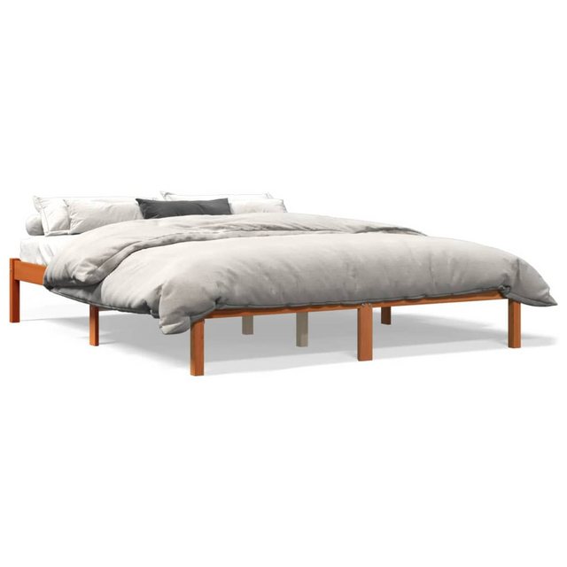 vidaXL Bettgestell Massivholzbett Wachsbraun 160x200 cm Kiefer Bett Bettges günstig online kaufen