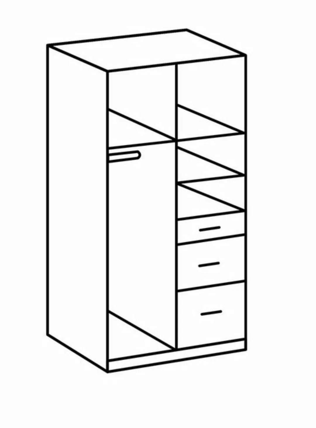 freiraum Kleiderschrank Click (B/H/T: 90x198x58 cm) in Weiß mit 3 Schublade günstig online kaufen